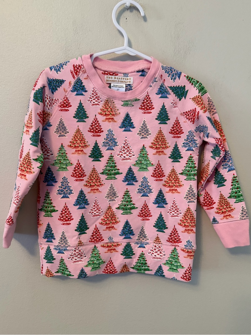 The Beaufort Bonnet Company Pink Kids Christmas Tree Crewneck
